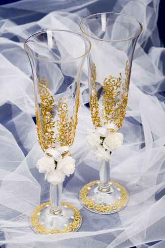 Handmade Gläser Set Sektgläser zur Hochzeit Champagner Gläser 2 Stück  - MADEheart.com