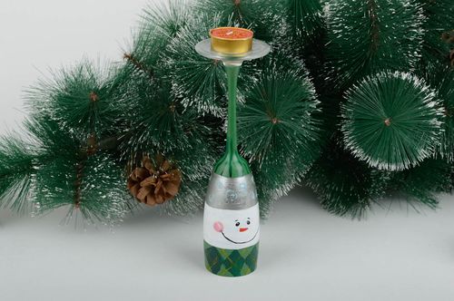 Beautiful unusual candlestick designer glass decor handmade lovely accessories - MADEheart.com