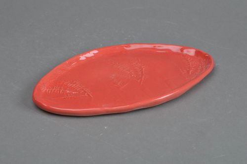 Roter kleiner Porzellan Teller grell originell künstlerische Handarbeit - MADEheart.com