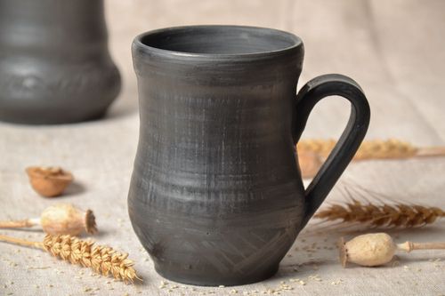 20 oz ceramic black creamer pitcher with handle 1 lb - MADEheart.com