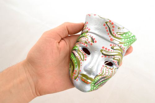 Maschera di carnevale fatta a mano in ceramica decorazione da parete originale - MADEheart.com