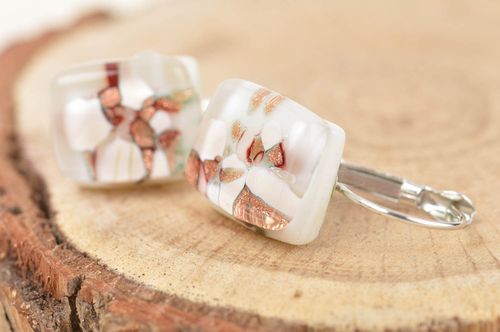Stylish handmade glass earrings glass art accessories for girls small gifts - MADEheart.com