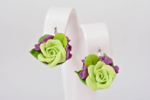 Handmade bijouterie porcelain earrings summer flower earrings stylish jewelry - MADEheart.com