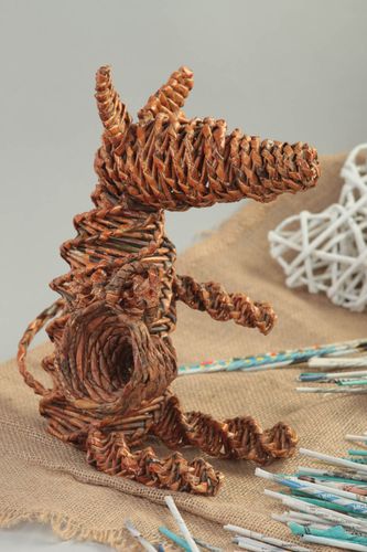 Paper tubes handmade souvenir wicker interior decoration rat statuette present - MADEheart.com