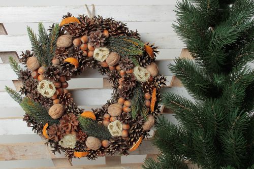Unusual handmade Christmas wreath home decoration small gifts for decor only - MADEheart.com