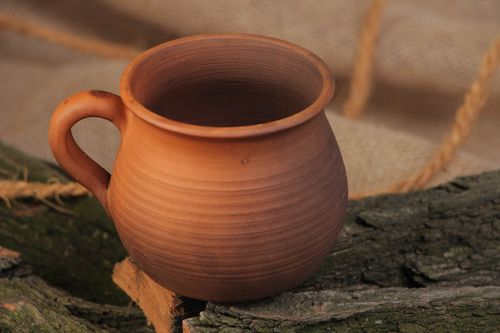 Clay cup with handle 4 oz in ancient style 0,4 lb - MADEheart.com