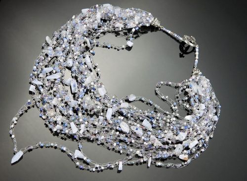 Necklace made of blue agate fragments - MADEheart.com
