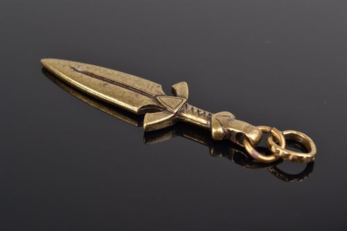 Handmade pendant in the shape of bronze knife cast with the use of permanent mold - MADEheart.com