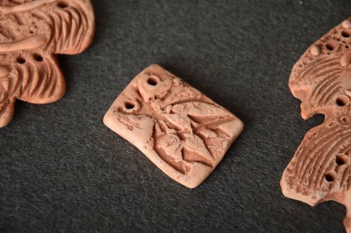 Small eco friendly handmade ceramic pendant jewelry component - MADEheart.com