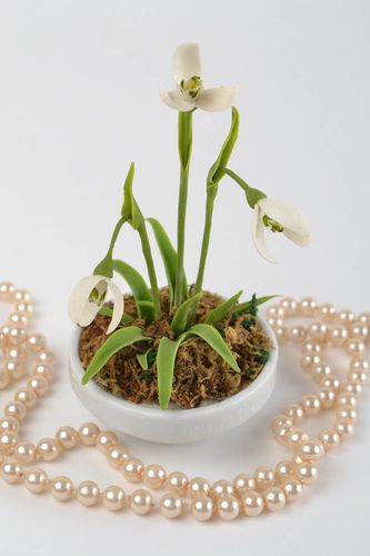 Handmade decoration flower cold porcelain snowdrop designer flower interior idea - MADEheart.com