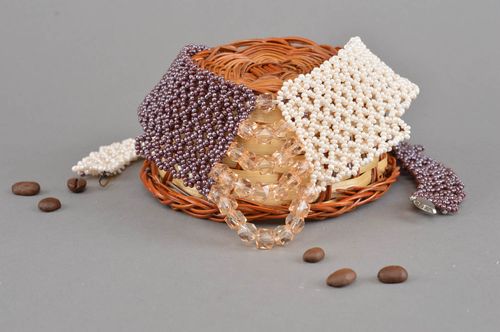 Womens necklace handmade beaded accessory pearl beads jewelry crystal jewelry - MADEheart.com