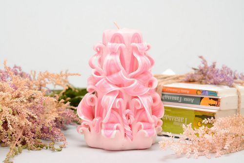 Carved paraffin wax candle - MADEheart.com