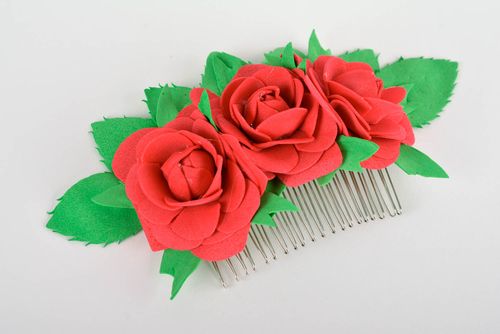 Handmade hair ornament stylish hair accessories for women ribbon hair comb - MADEheart.com