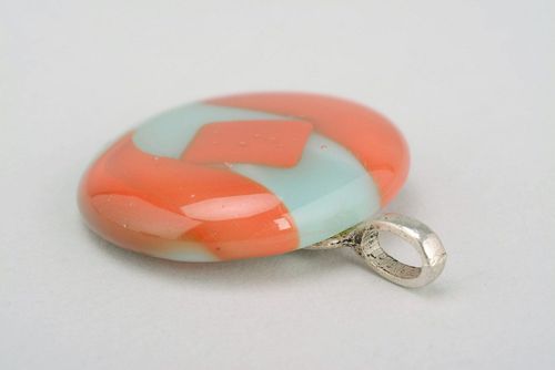 Glass pendant made using the fusing technique Orange circle - MADEheart.com