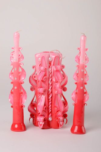 Bougies originales fait main Bougies paraffine 3 pièces Déco maison roses - MADEheart.com