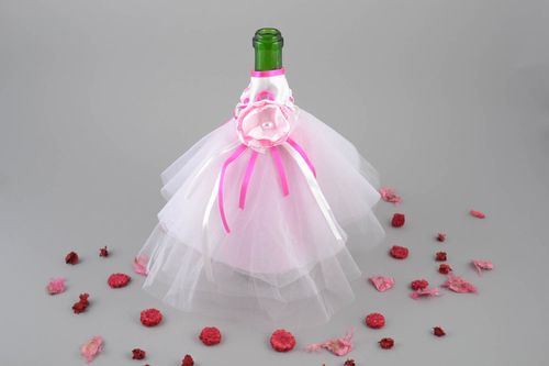 Helle weiß rosafarbige handgemachte Flaschen Kleidung Brautkleid mit Strassstein - MADEheart.com