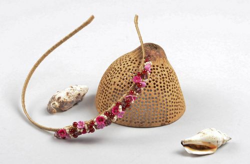 Diadema hecha a mano con flores regalo original accesorio para el pelo - MADEheart.com