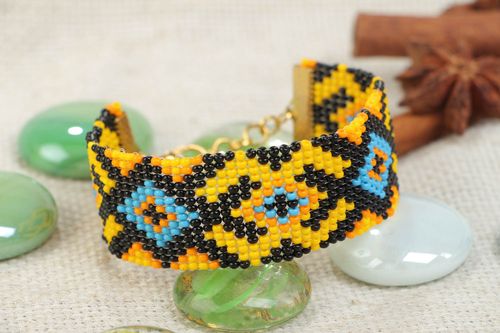 Beaded handmade woven bracelet beautiful bright summer accessory present for girl - MADEheart.com
