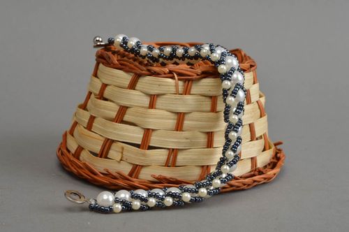 Handmade woven bracelet stylish designer accessory black and white jewelry - MADEheart.com