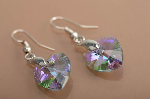 Orecchini con cristalli fatti a mano accessorio originale bello da donna viola - MADEheart.com