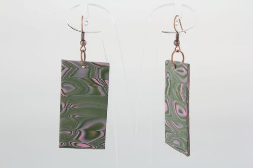 Boucles doreilles rectangulaires en argile polymère - MADEheart.com