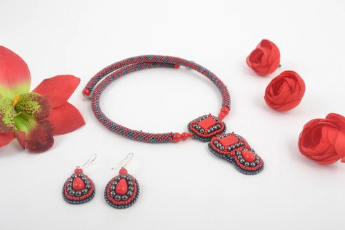 Schmuck Set handmade Collier Kette Rocailles Ohrringe Designer Accessoires - MADEheart.com