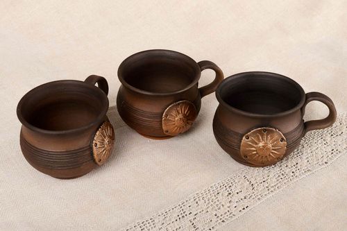 Tazas originales hechas a mano de arcilla accesorios de cocina vasijas de barro - MADEheart.com