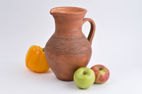 Italian style clay glazed milk 55 oz pitcher water jug for kitchen décor 9, 2,36 lb - MADEheart.com