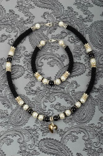 Beaded cord necklace beaded bracelet stylish evening jewelry fashion jewelry - MADEheart.com