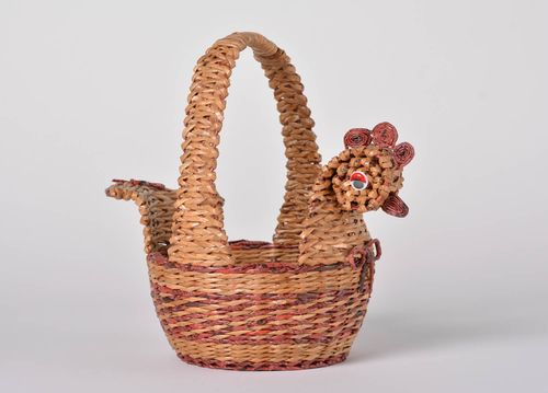 Beautiful handmade woven basket paper basket newspaper craft room decor ideas - MADEheart.com
