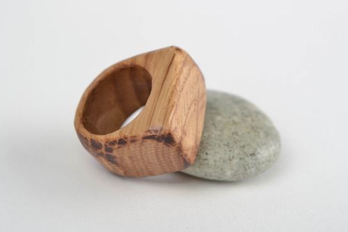 Beautiful unisex handmade designer carved wooden ring stylish massive - MADEheart.com