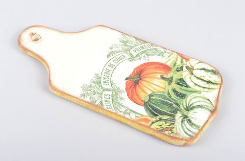 Handmade Deko Holzbrett für Küche Geschenk für Frau Küche Dekoration Kürbisse - MADEheart.com