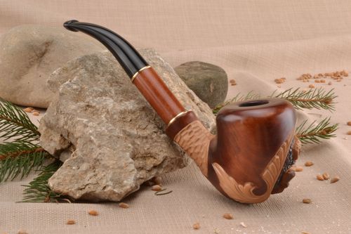Wooden carved smoking pipe for decorative use only - MADEheart.com