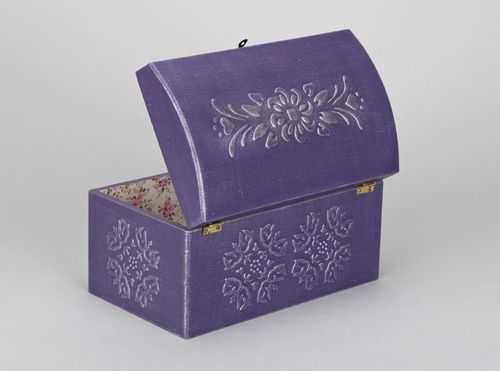 Scrignetto intagliato fatto a mano Cofanetto di legno Scrigno decoupage - MADEheart.com