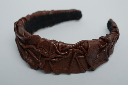 Genuine leather headband of brown color  - MADEheart.com