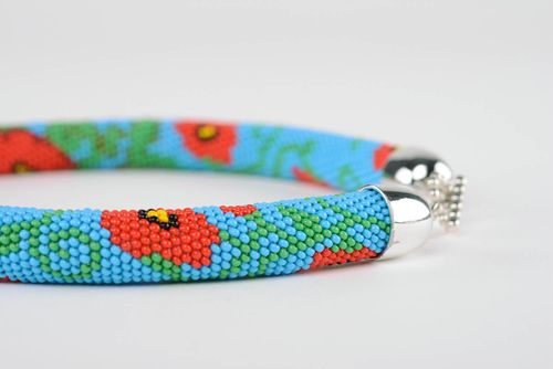 Litze aus Glasperlen Mohnblumen - MADEheart.com