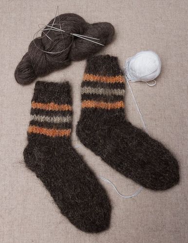 Warm woolen socks of dark gray color - MADEheart.com