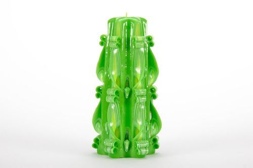 Paraffin wax carved candle Green cypress - MADEheart.com