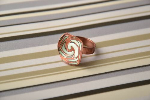 Copper ring with colorful enamel painting - MADEheart.com