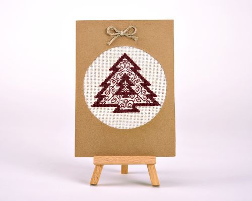 Carte de voeux de Noël avec broderie originale - MADEheart.com