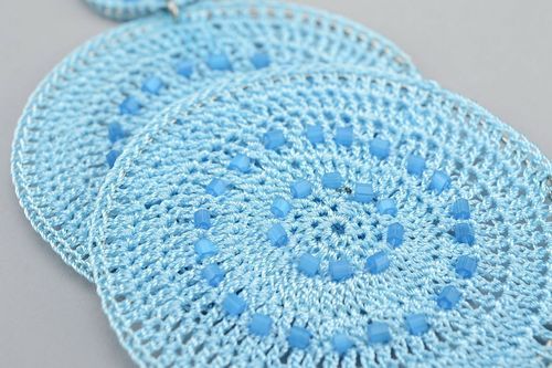 Blue earrings, crocheted - MADEheart.com