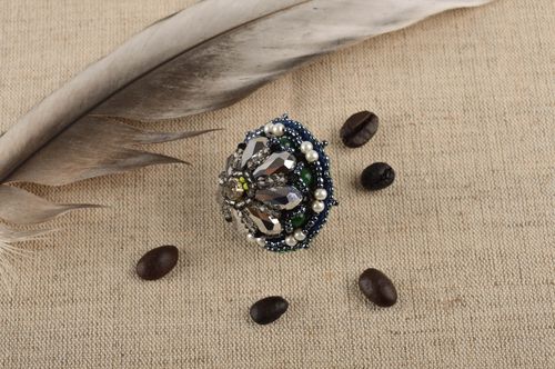 Кольцо ручной работы винтажное кольцо роскошное украшение из бисера праздничное - MADEheart.com