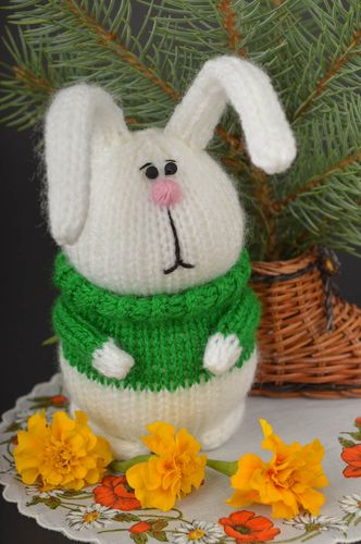 Handmade cute toy for kids knitted soft rabbit toy funny toy accessory - MADEheart.com
