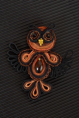 Soutache brooch handmade brooch evening accessories with natural stones - MADEheart.com