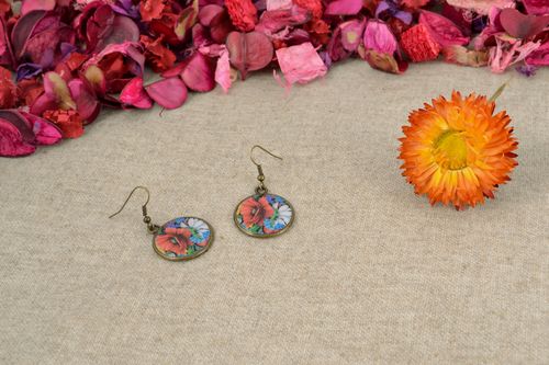 Round epoxy earrings Poppies - MADEheart.com