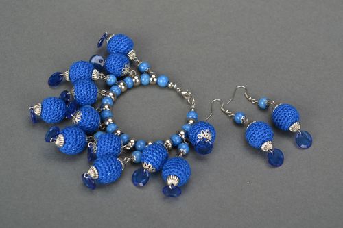 Set of blue crocheted jewelry - MADEheart.com