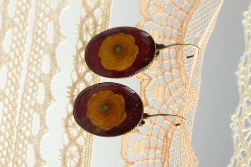 Botanic earrings handmade stylish long earrings elegant earrings with flowers - MADEheart.com