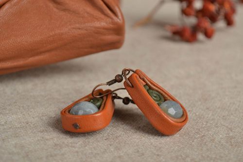 Pendientes de cuero natural artesanales bisutería fina regalo original - MADEheart.com