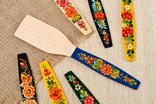 Spatule de cuisine en bois faite main avec peinture Ustensiles de cuisine - MADEheart.com