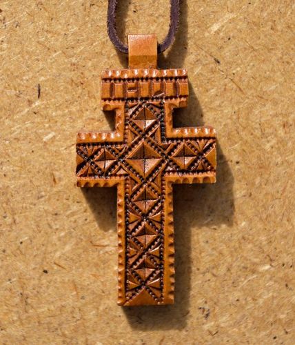 Carved wooden cross - MADEheart.com